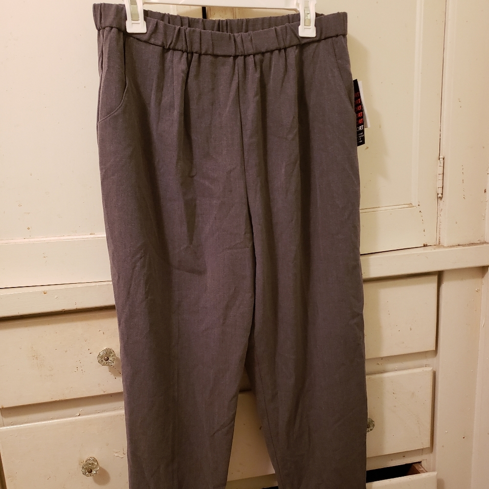 Briggs New York Comfort Waist Womens Gray Dress Pants 16 Petite Short New W Tags